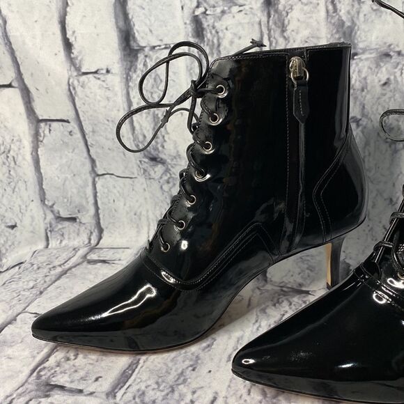 Veto Cuoio black patent leather bootie with lace up detail - Picture 3 of 6